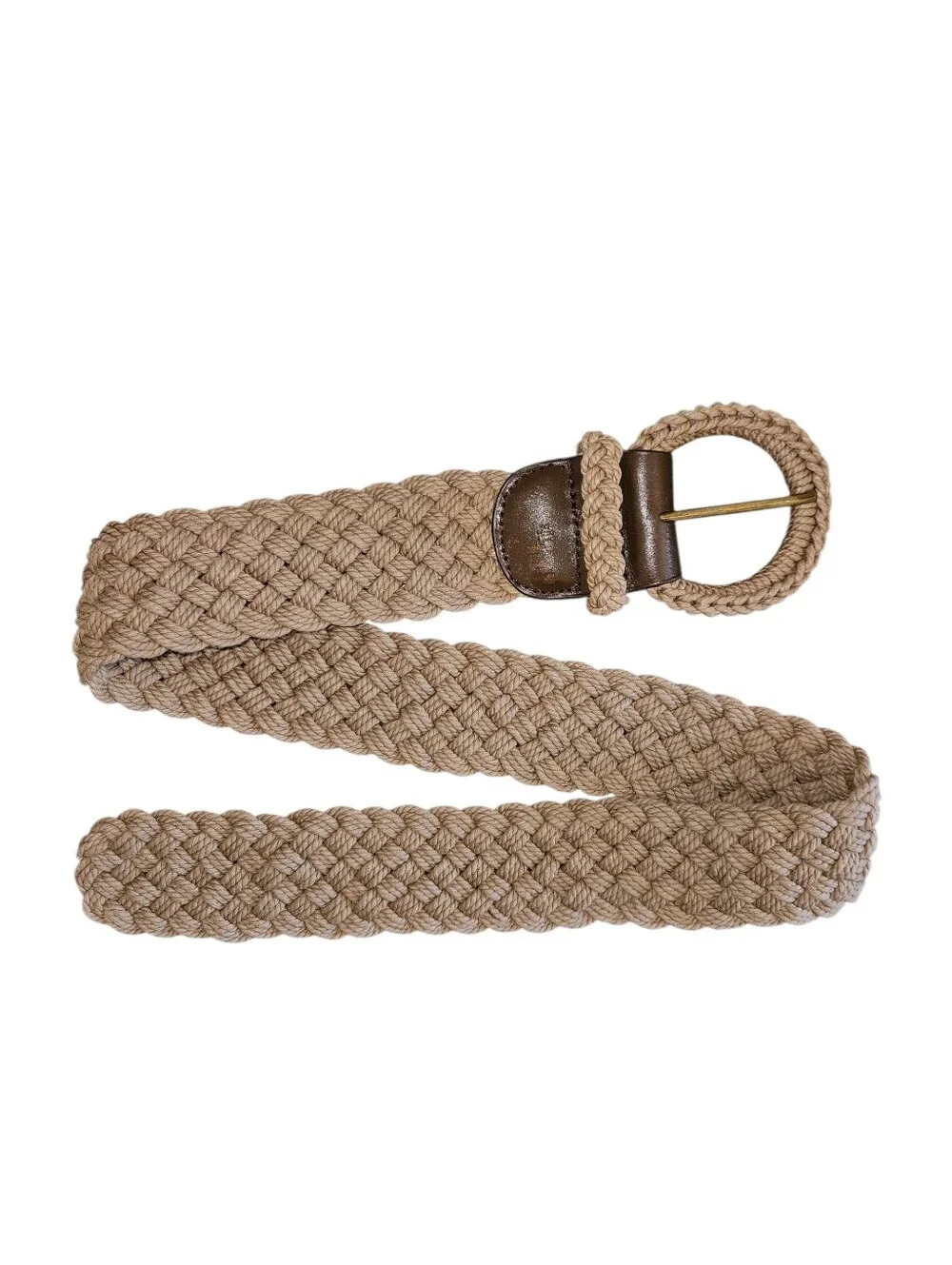 Vintage 90s Lauren Ralph Lauren Boho Macrame' Braided Statement Belt Natural S